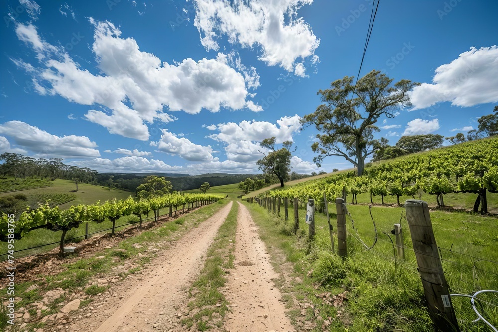 Naklejka premium Australian Vineyard on Sunny Day