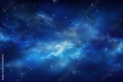 Starry Night Sky Background with Nebula, Galaxy and Stars in Blue Space of the Universe