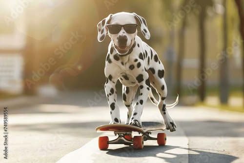 Dalmatian Dog on a Skateboard © PapaGray