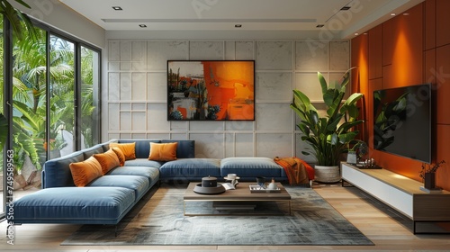 A Spacious Living Room With Furniture and Flat Screen TV