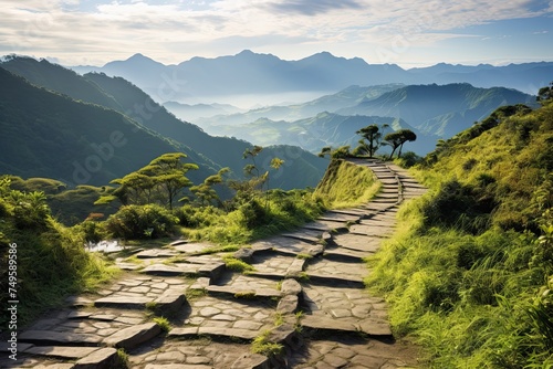 Storybook Path: Scenic Stepping Stones on Caoling Historic Trail in Beautiful Taiwan Fairy Tale photo