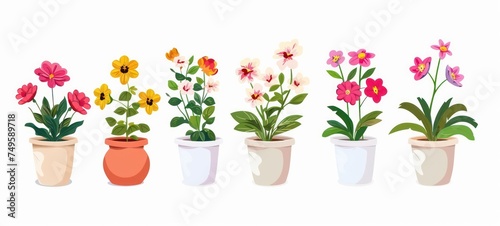 illustration of Different types of flowers in pots photo