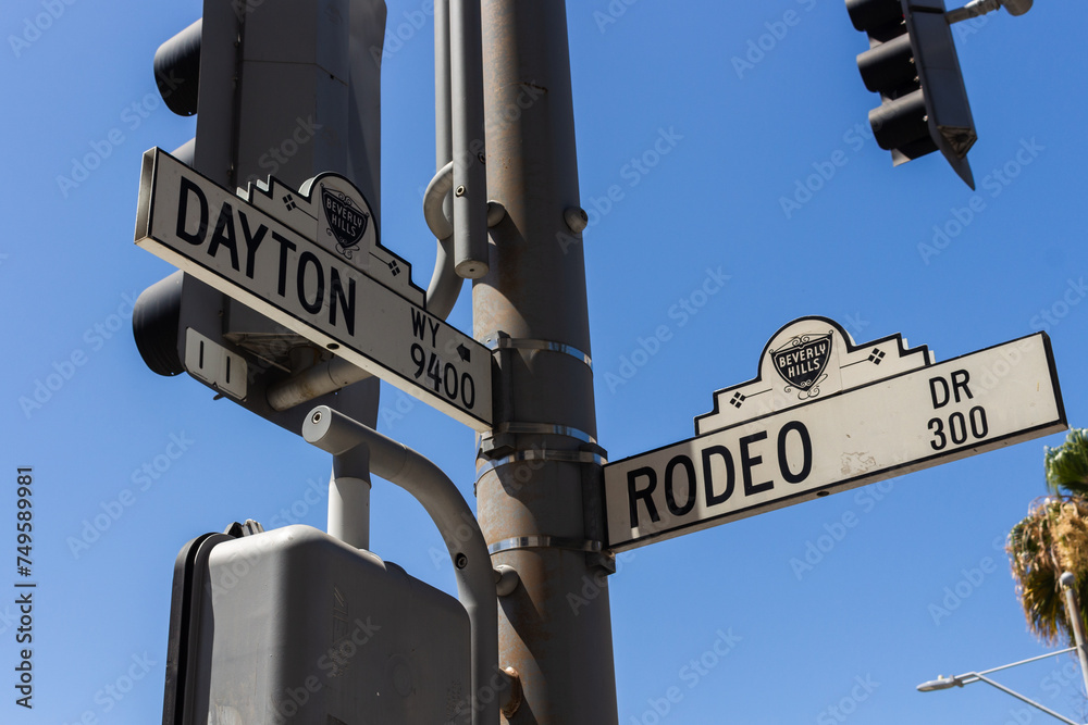 Beverly Hills Road Signs. Traffic signs Dayton and Rodeo in Los Angeles ...