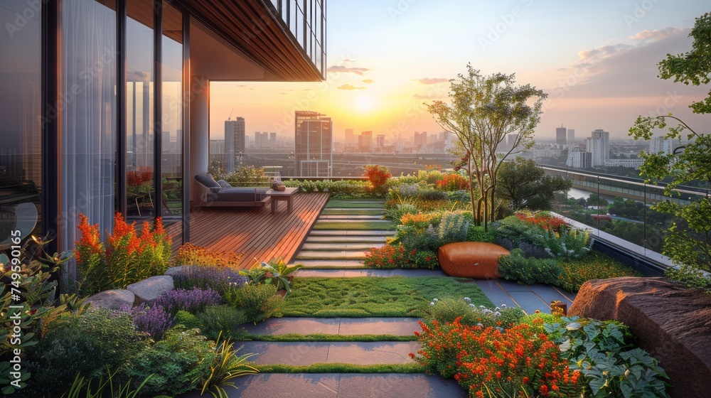 Lush Garden Abundant With Various Plants