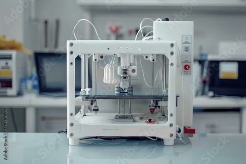 White 3D Printer on Desk photo