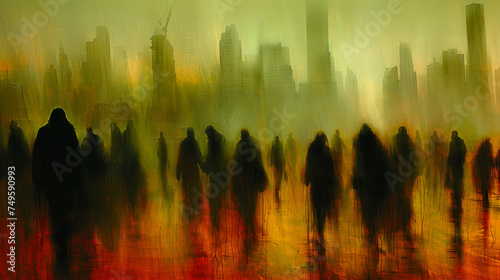 Blured silhouette on a city