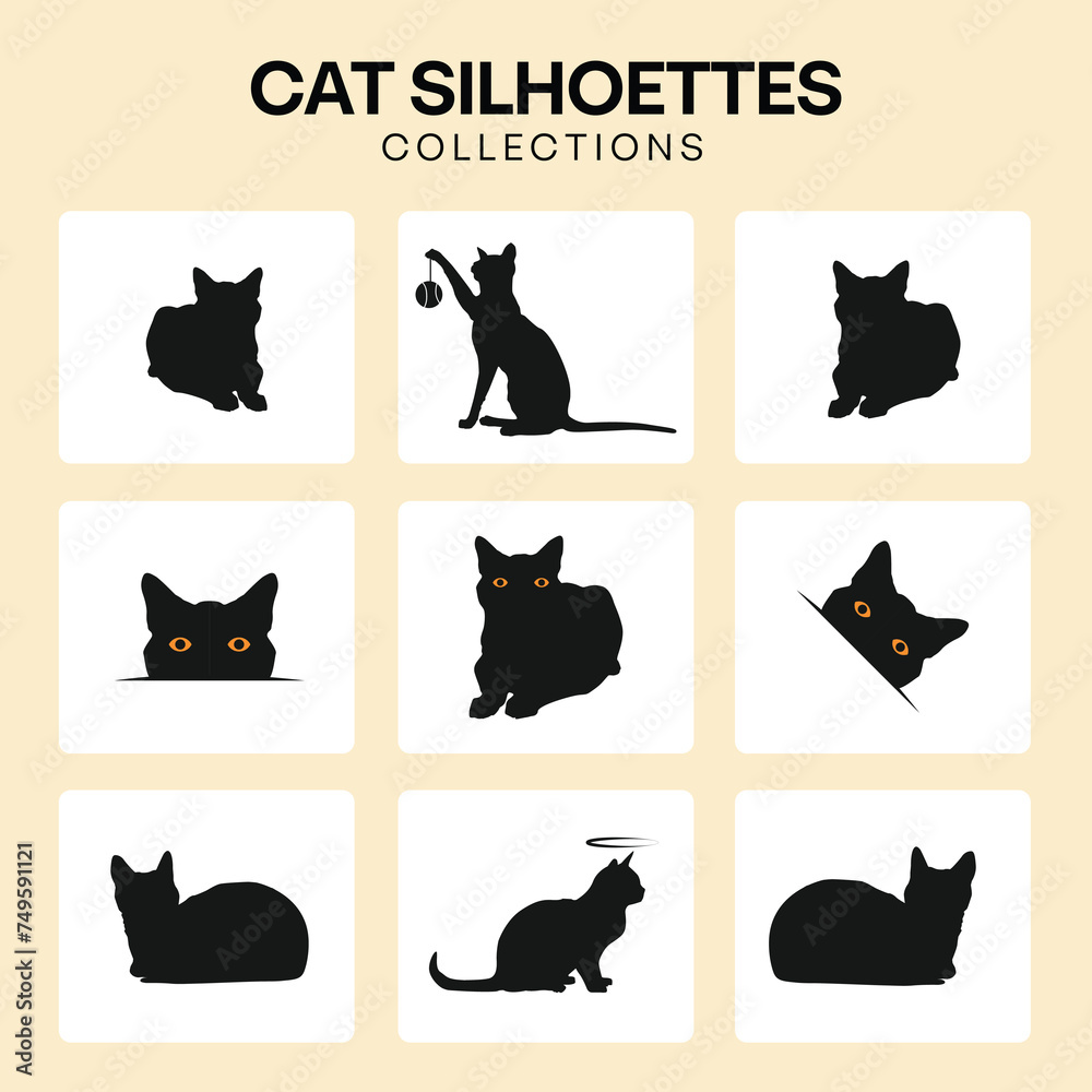 minimalist cat silhouette - vector illustration for logo templates