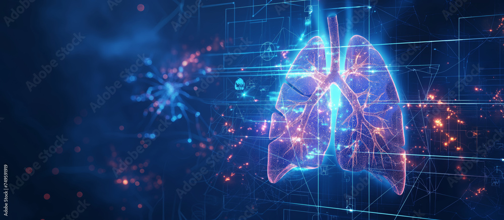 Background Holographic projection of lungs and respiratory system Background Holographic projection of lungs and respiratory system