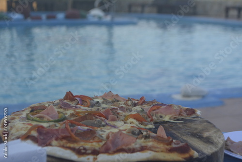 pizza on the pool