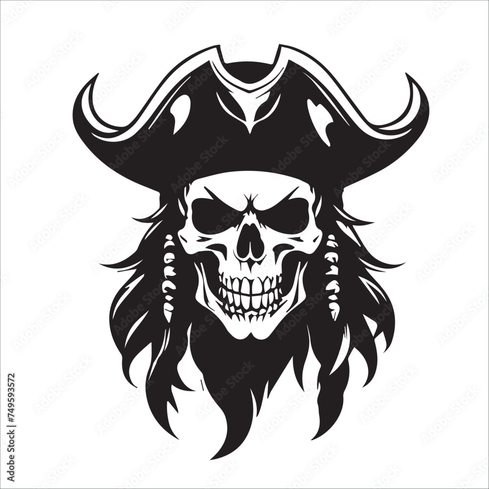 pirate skull , Human skull head silhouette design
