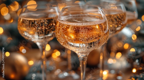Row of Wine Glasses on Table