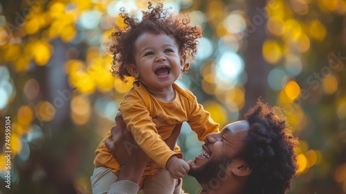 Man Holding Baby Up to His Face