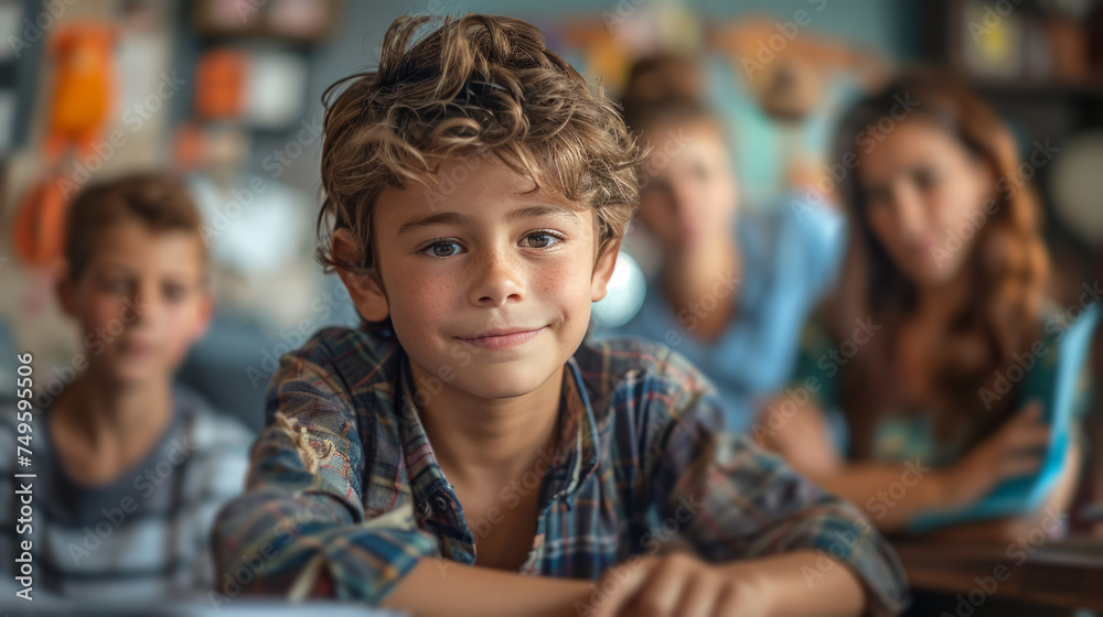 Group of Young Children Sitting at a Table Group of Young Children Sitting at a Table