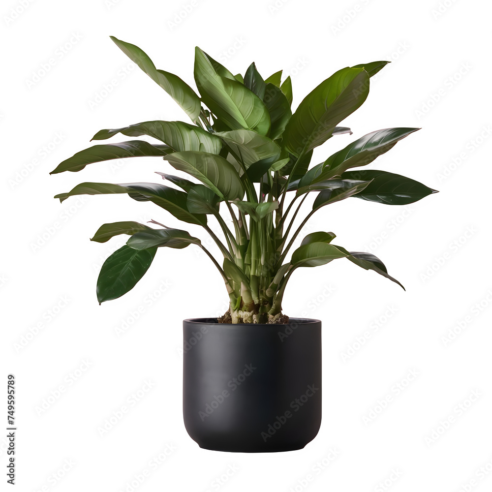 House plant in black pot isolated on white background House plant in black pot isolated on white background