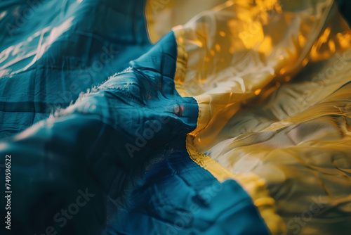 Ukrainian flag close-up  photo