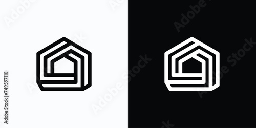 House shape geometric line vector logo design with modern, simple, clean and abstract style.