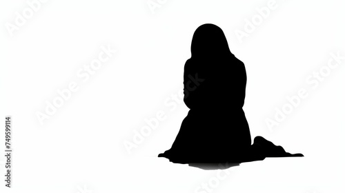 Obraz na płótnie Woman Silhouette Sitting on Ground w salonie