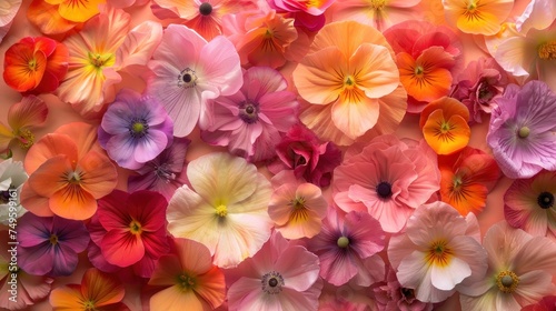 Various vibrant flowers in all colors creating a kaleidoscopic display on a wall.