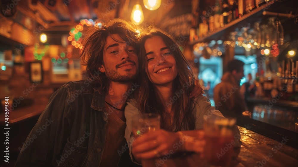 Two People Sitting at a Bar