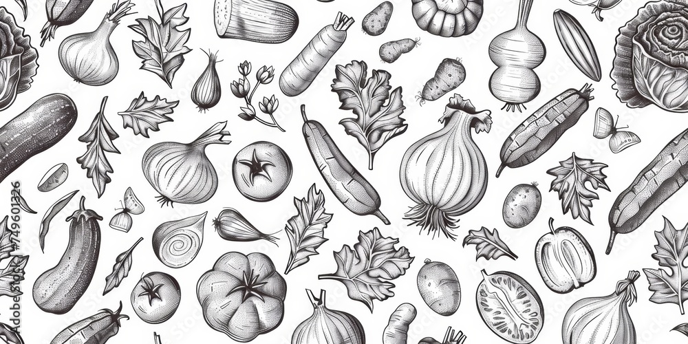 assorted vegetables texture vector Generative AI - obrazy, fototapety, plakaty 