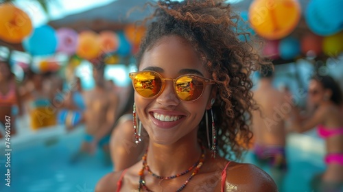 Woman in Bikini Standing in Pool