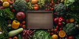 fruits and vegetables with space for text top view Generative AI
