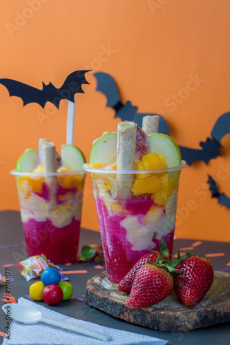 raspado caleño hallowen o frappe con fruta