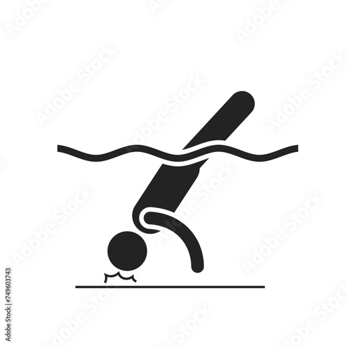Isolated pictogram icon head injury for diving or jump on shallow swimming pool