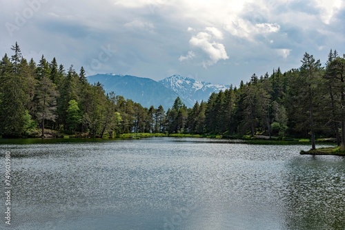 Obraz na płótnie View over the moeser lake to the alpes at moesern, tirol, Austria w salonie