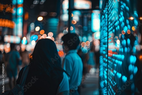 Group Walking Down Street at Night
