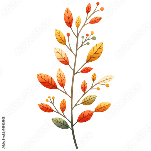 Fall leaf watercolor clipart with transparent background