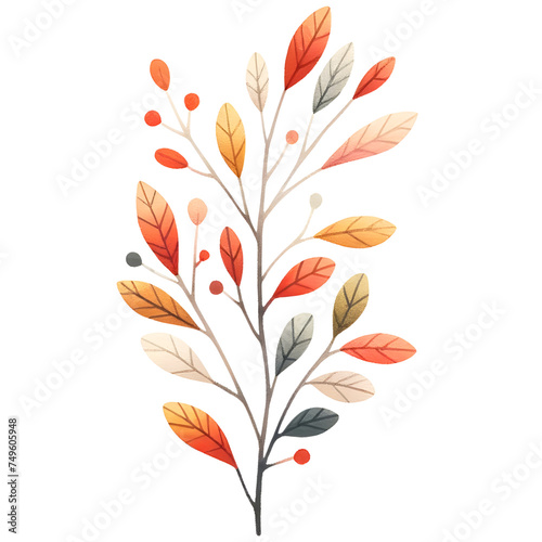 Fall leaf watercolor clipart with transparent background