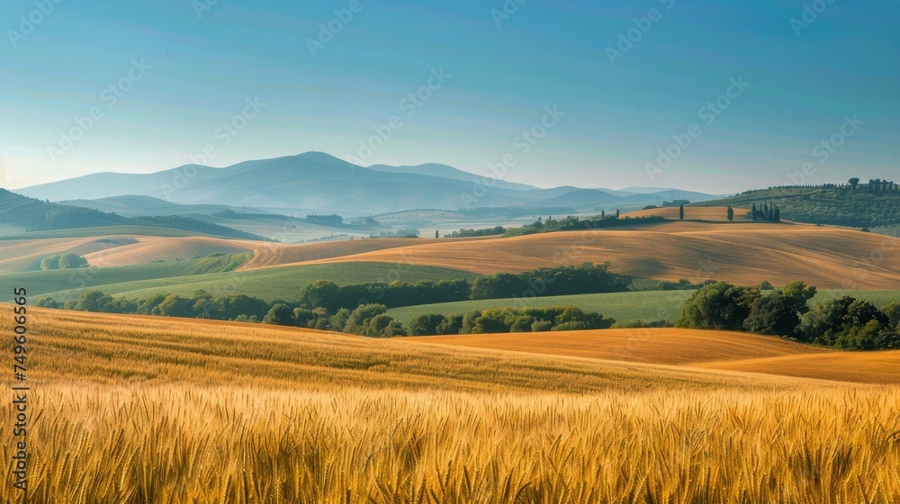 Grassy Field With Hills in Background