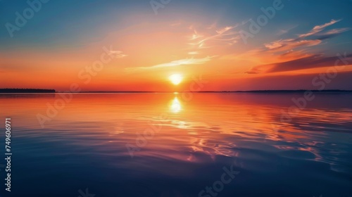 Sun Setting Over Water With Clouds