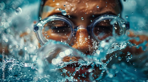 Person Swimming in a Lake