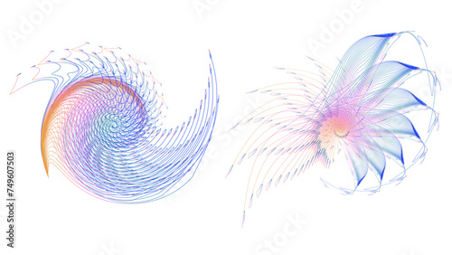 The vector dotted spiral vortex graphic is a visually interesting and complex image. use of color, movement, and text, all contribute to its overall effect. 