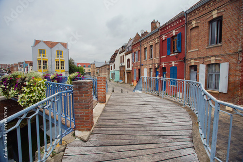 Old city houses in Amiens, France
