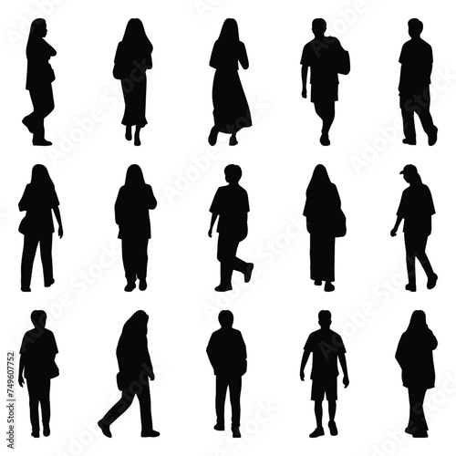 Vector collection set of individual people silhouettes. 