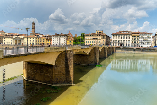 Florence, Tuscany. Ponte Vecchio (Holy Trinity) medieval stone bridge over the Arno river. Italy