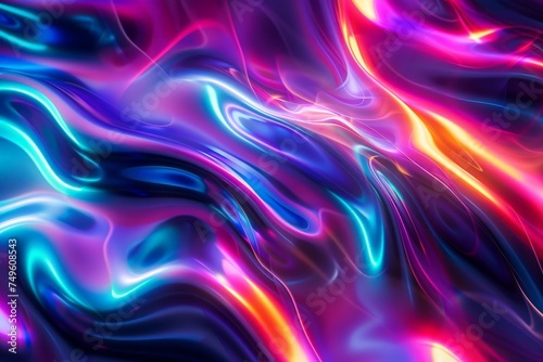 A colorful, abstract painting with a purple and orange swirl