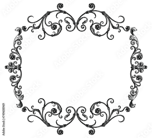 Hand drawing of ornate floral frame with swirls,tendrils,flowers in vintage style, vector ornamental background for greeting card,invitation