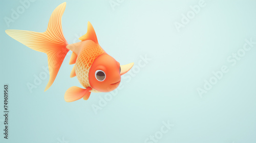 Peixe dourado fofo isolado no fundo cinza 