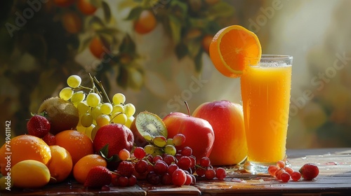 Healthy fresh fruits juice  drink. Vitamins  fitness drink  health food.