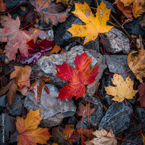 Autumn Leaves on Rocky Ground - High-Resolution Nature Photography