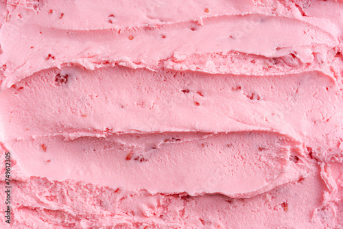 Raspberry ice cream surface top view
