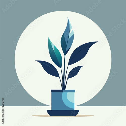 Vector illustration of a tree in a vase and artwork