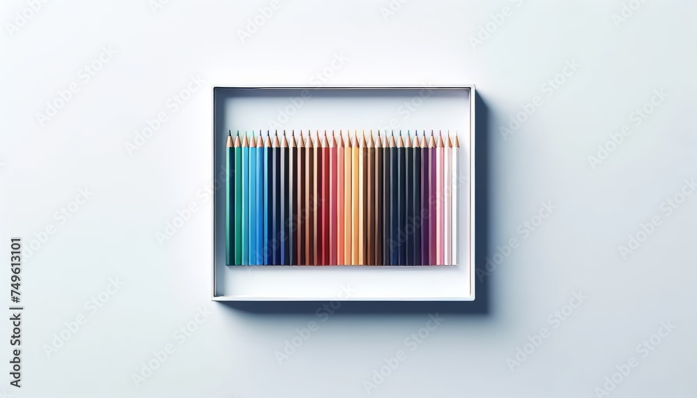 colourful pencils in a pencil box colourful pencils in a pencil box
