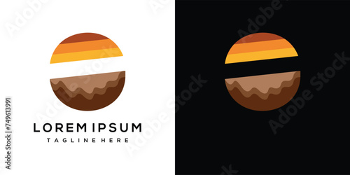Land logo design vector illustration. Soil layer geology logo icon vector element.