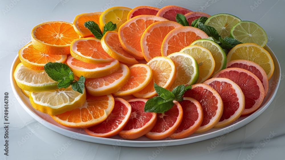 Platter Filled With Sliced Oranges and Limes