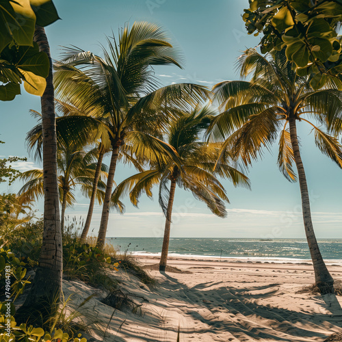 Tropical Beach Paradise with Lush Palm Trees